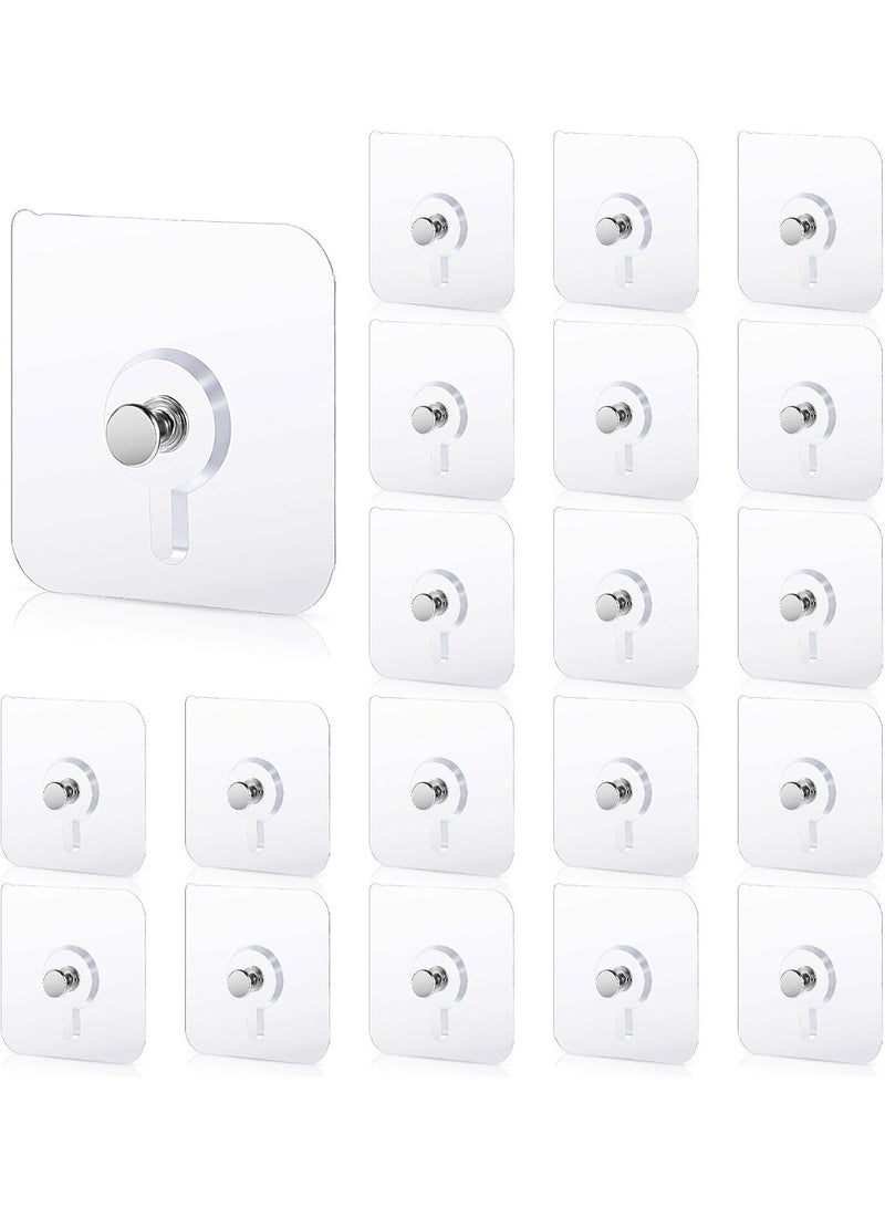 CLENEA 20 Pcs Self Adhesive Wall Hooks No Drill Hooks For Hanging, No-Trace Sticker Frame Hangers Without Nails For Mount Wall Shelf, Heavy Duty Adhesive Wall Hooks For Kitchen,Bathroom,Home,Office - Image 1